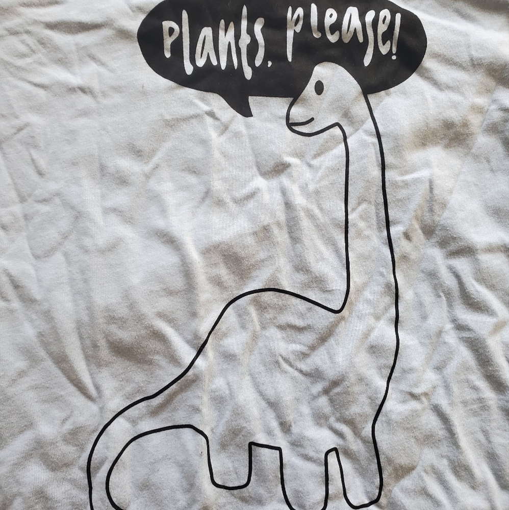 Plants Please!!! Unique Dinosaur Shirt, never worn, designed in Colorado